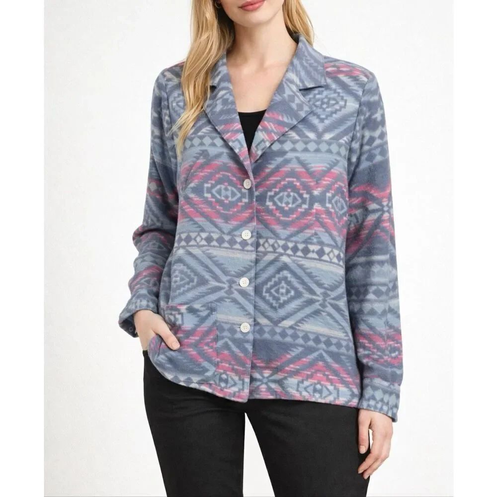 Faherty June Jacquard Cotton Shirt Jacket southwest Aztec pattern size Medium